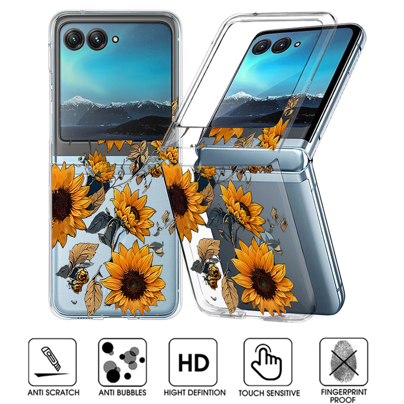 Clear Shockproof Bumper Case - Sunflowers Pattern Clear Phone Case For
