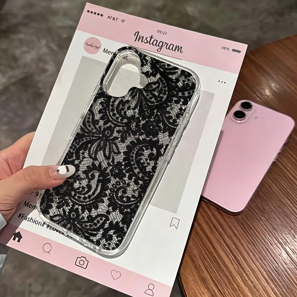 Clear Shockproof Bumper Case - Lace Flowers INS Clear Phone Case
